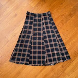 Y2k Academia Checkered Midi A-line Skirt