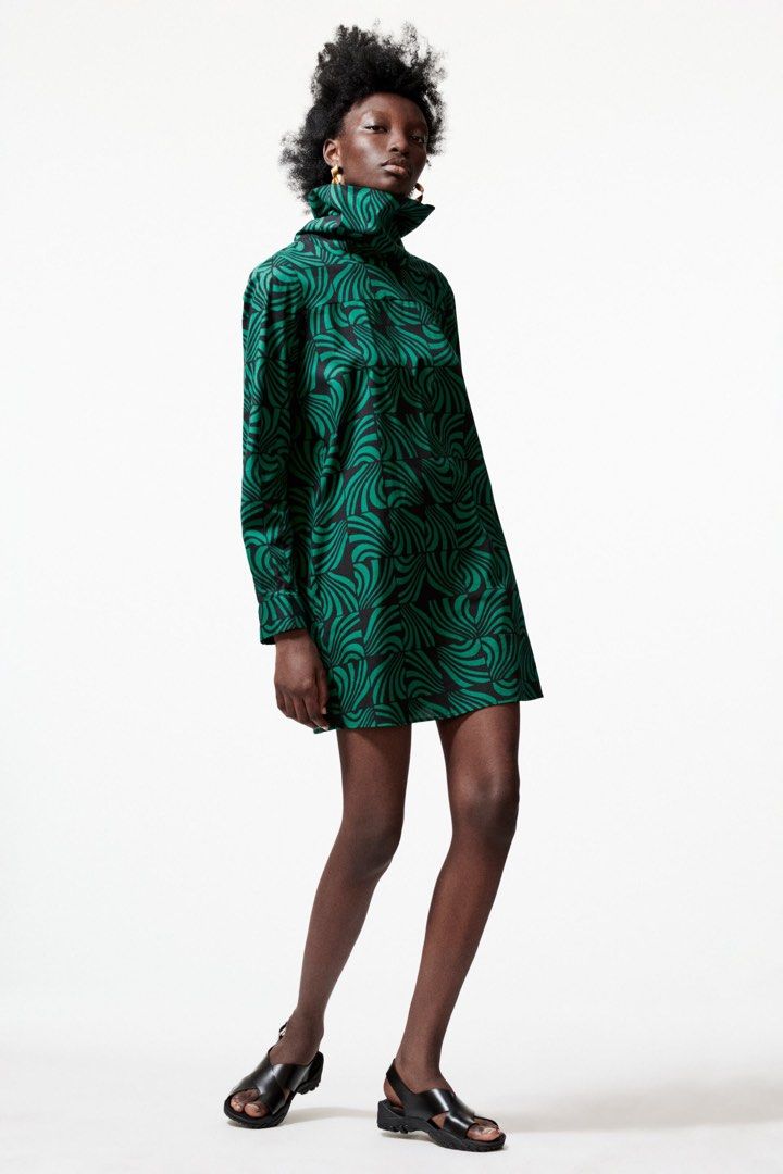 Zara green store snake print dress