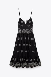 Zara Embroidery Black Dress