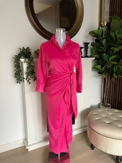 Zara hotpink wrap dress