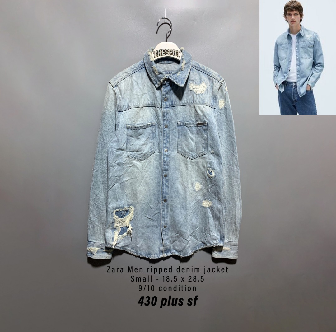 Ripped denim hot sale jacket mens zara