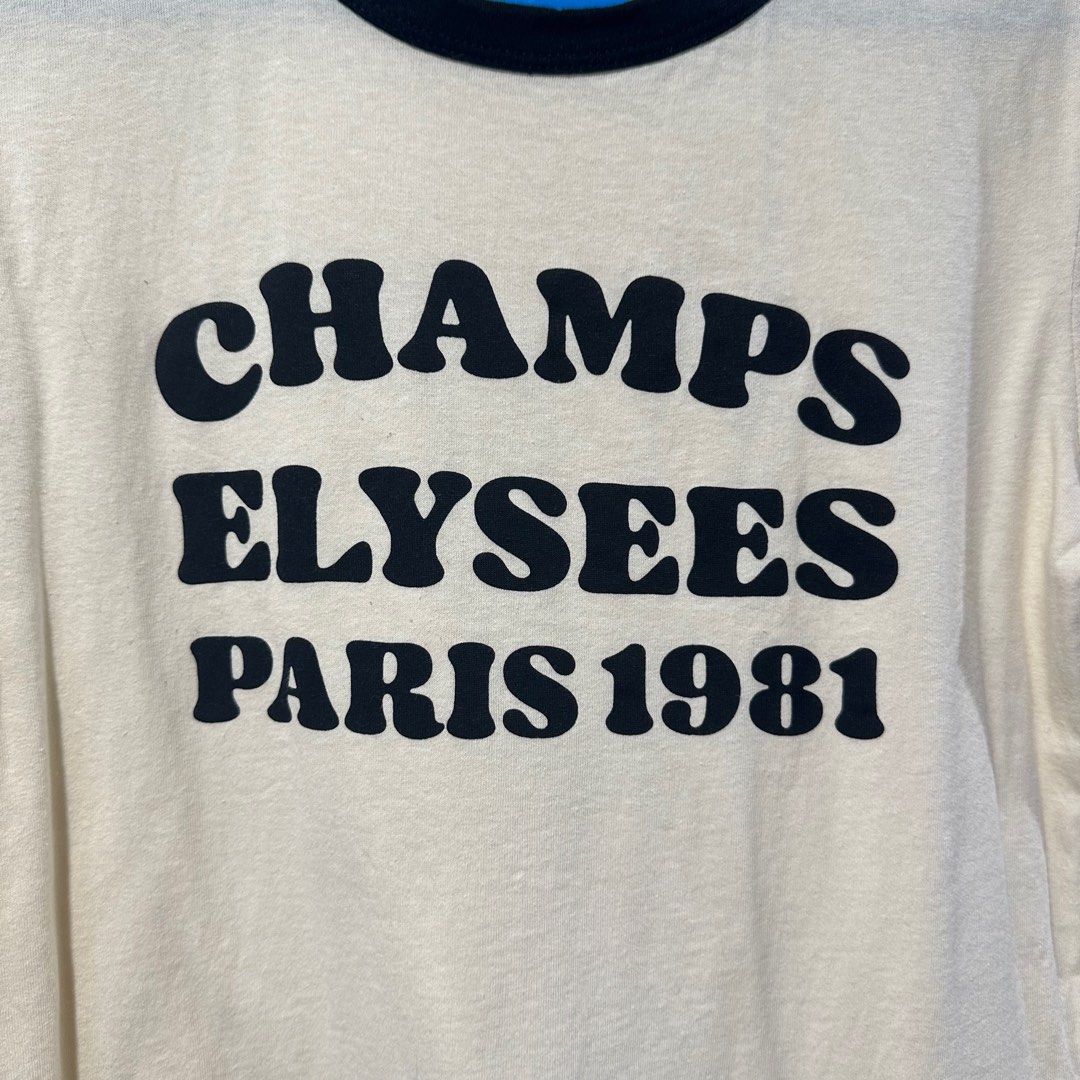 zara ringer tee champs elysees paris 1981, Women's Fashion, Tops, Shirts on  Carousell