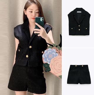 Zara Studded Tweed Shorts