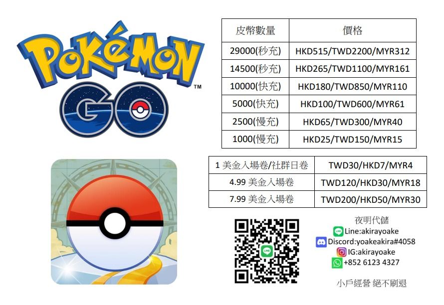 秒充14500皮幣$265!!過千客人 誠信保證!! Pokemon go 寶可夢 皮幣 金幣 入場券 調查筆記 代儲 代充, 電子遊戲 ...