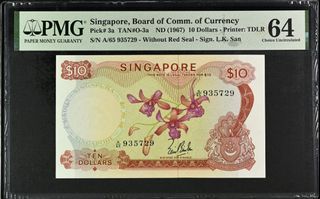 1967 Singapore $10 Orchid LKS.