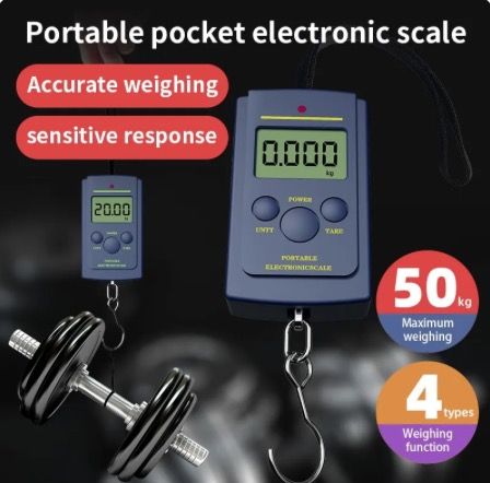 1pc Portable Digital Electronic Scale With 40kg Capacity, Built-in Battery,  Backlight, Ideal For Fishing, Traveling, Etc