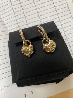 全新 香奈兒chanel愛心書包扣夾式耳環