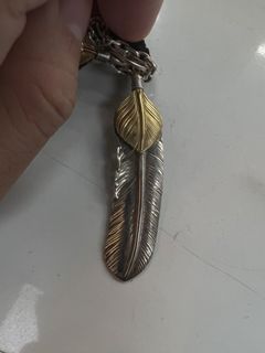 有保卡 goro’s 上金 羽毛 墜飾 項鍊 美品 goros