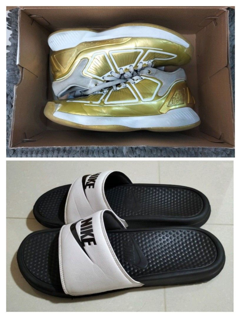 STEAL TAKE BOTH FOR 80 Nike Slides and D Rose 10 Metallic Gold