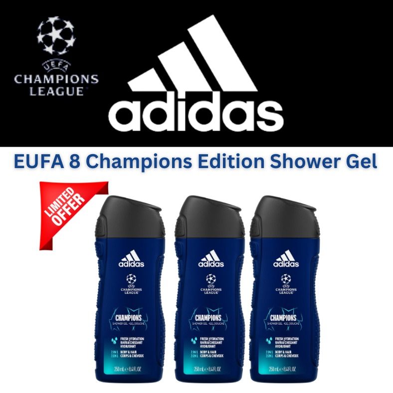 Adidas 3 In 1 Shower Gel Bundle Sale (3 Bottles) 250ml EUFA Champions