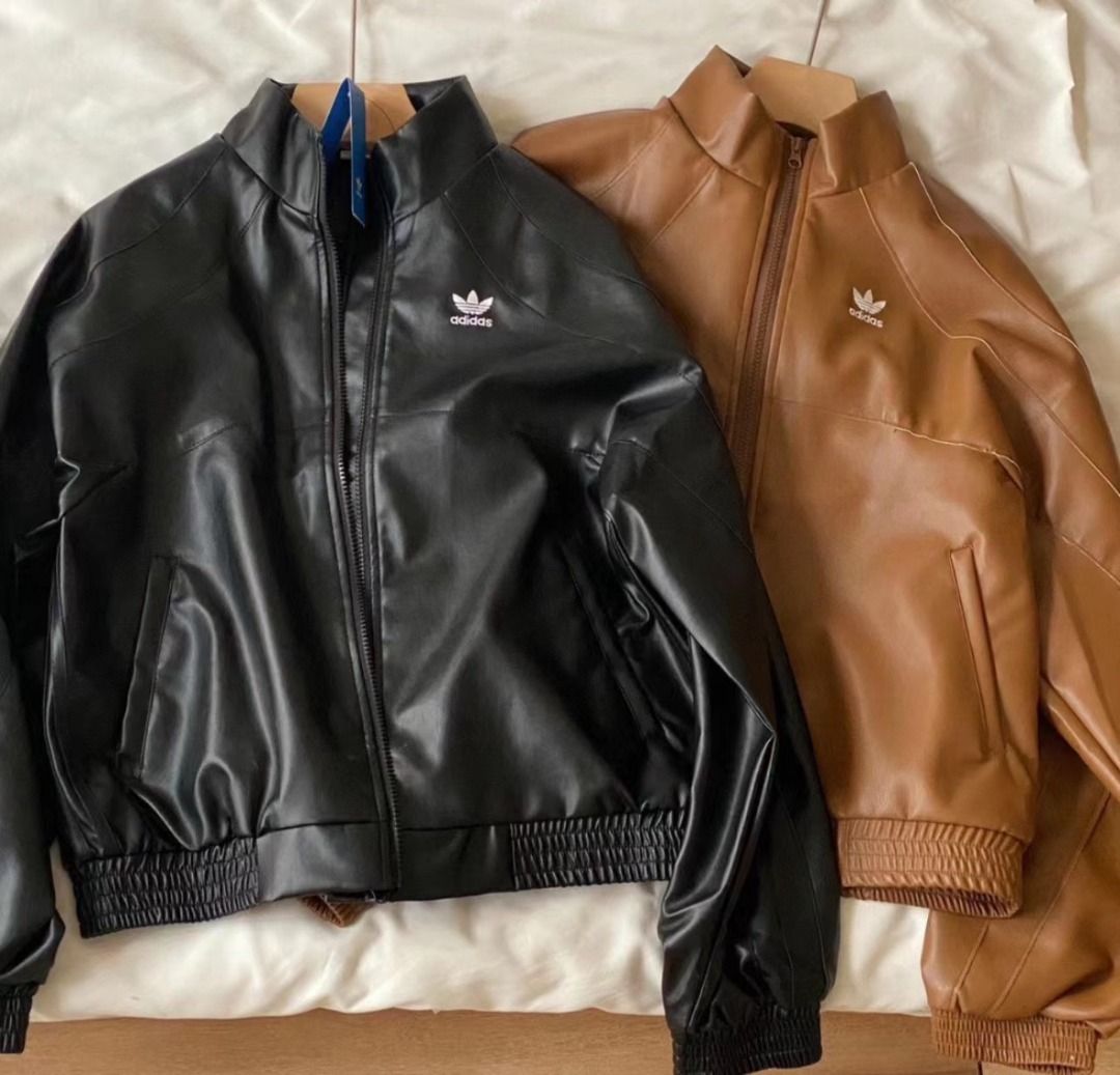 全新正品]🉐adidas originals Faux leather jacket 拉鏈立領夾克皮褸