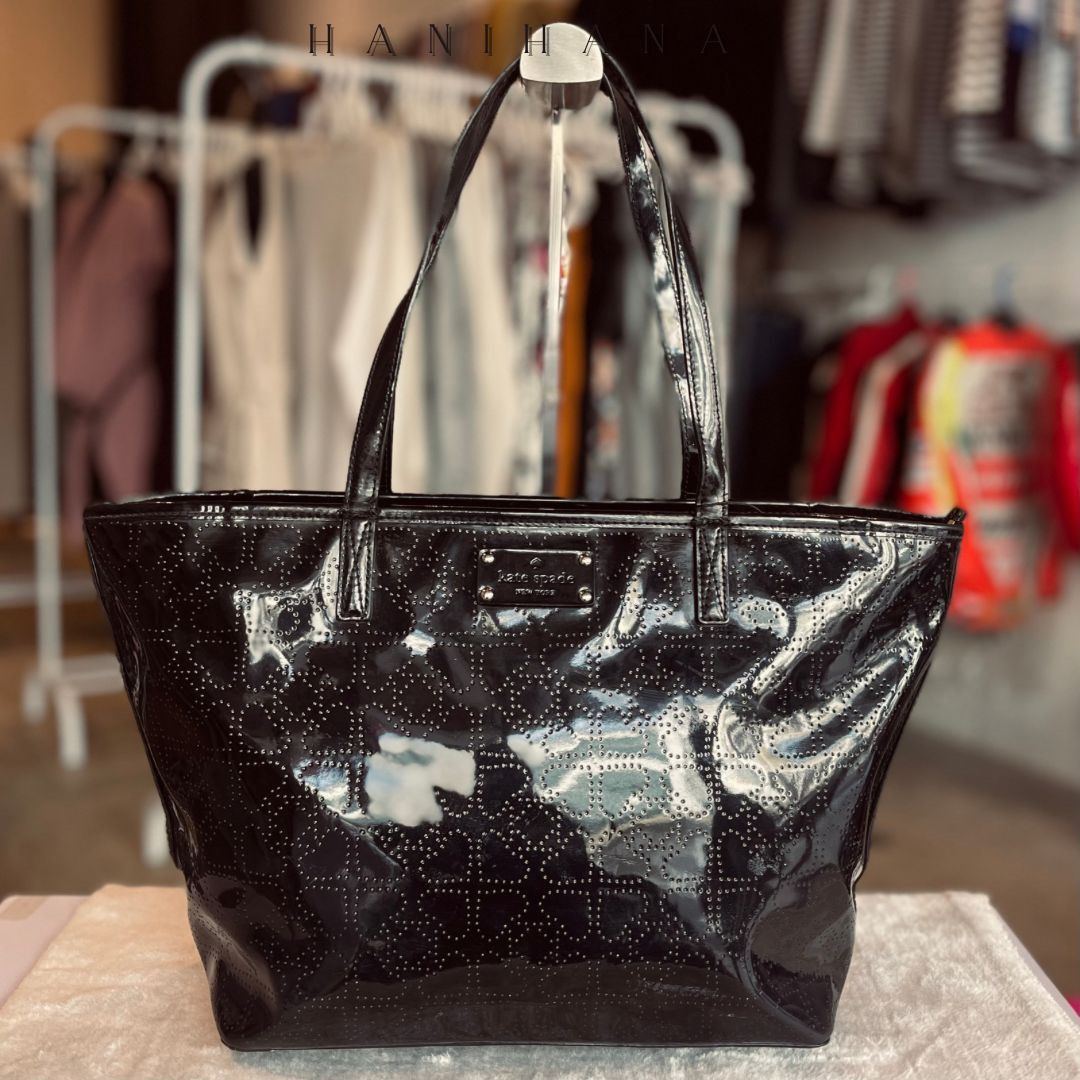 Kate spade black clearance patent leather tote
