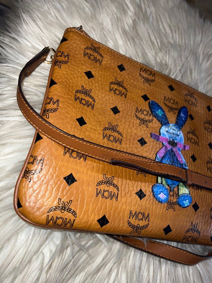 MCM Pink Visetos rabbit Crossbody Bag