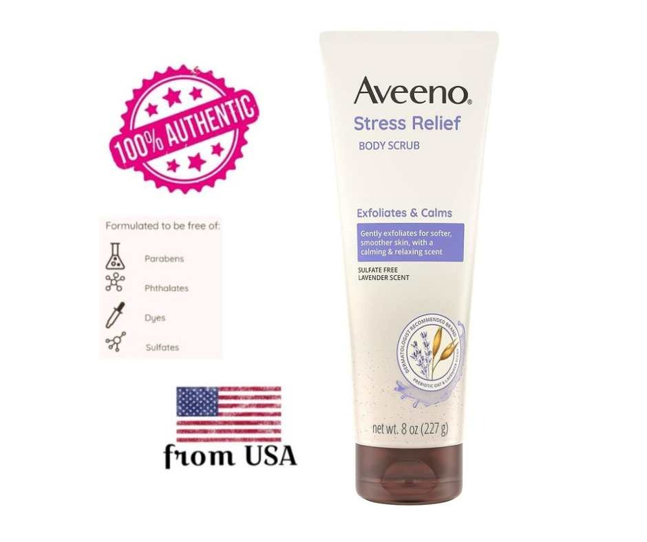 Aveeno Stress Relief Body Scrub Lavender, Beauty & Personal Care, Bath ...
