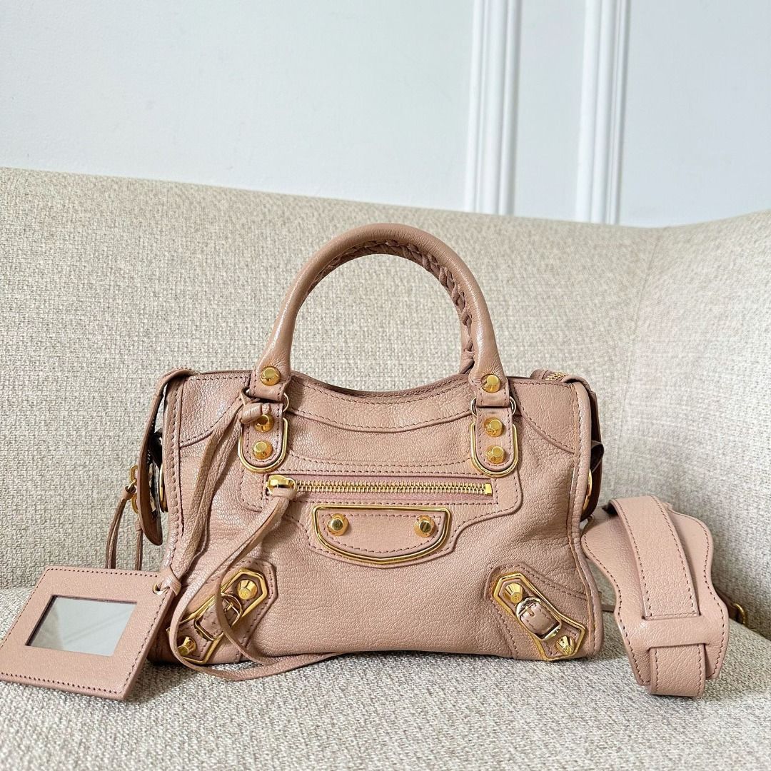 Balenciaga Mini City Rose De Sable Nude GHW 2019. Dustbag Strap Mirror qb