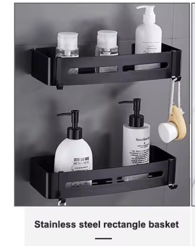 1 Pc No Drilling Wall Mounted Triangular Corner Shelf, Bathroom Shower  Storage Caddy Organizer With Hooks