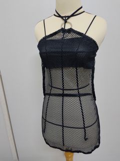 Fishnet buttoned a line dress hot sale