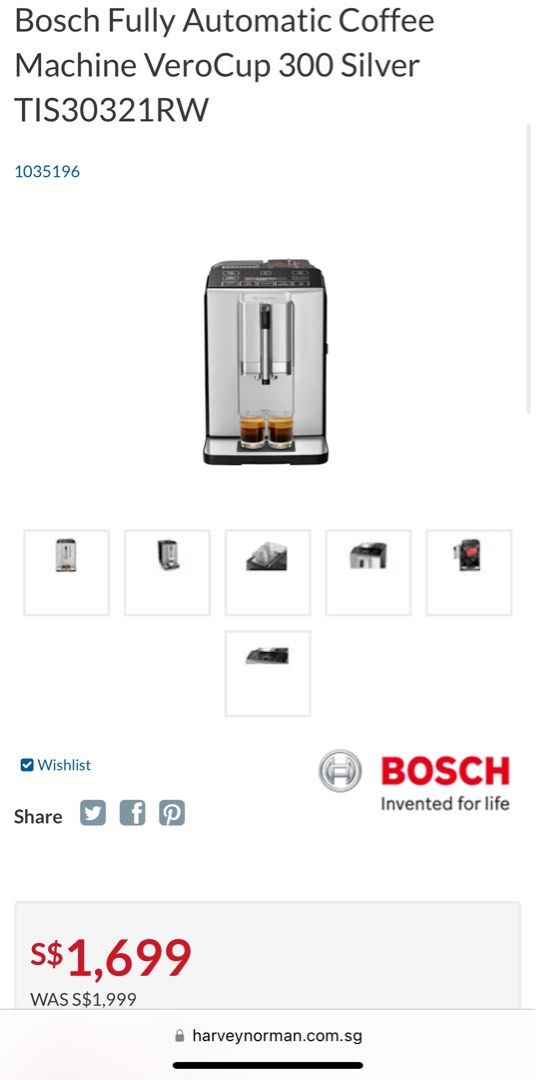 Bosch Fully Automatic coffee machine, TV & Home Appliances, Kitchen
