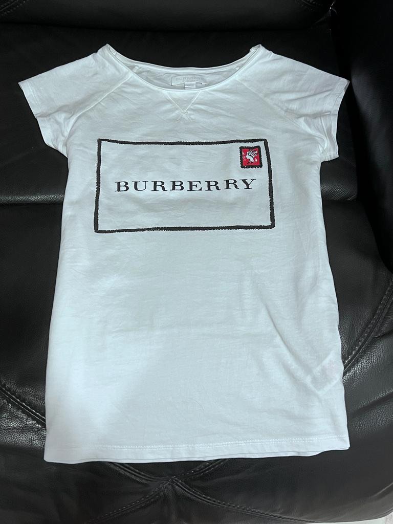 Burberry t shirt kids silver on sale