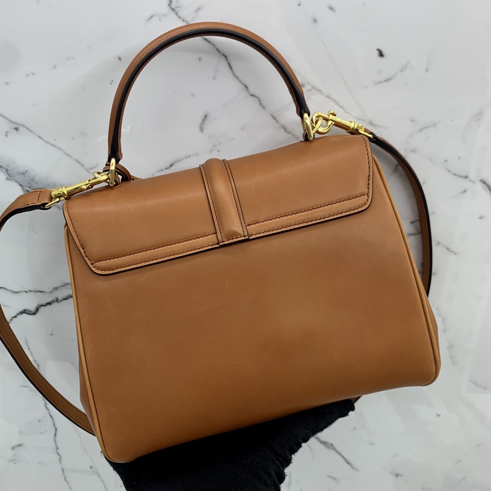 CELINE BROWN CLASSIQUE 16 TAN SMALL 2 WAY SHOULDER BAG 237029789