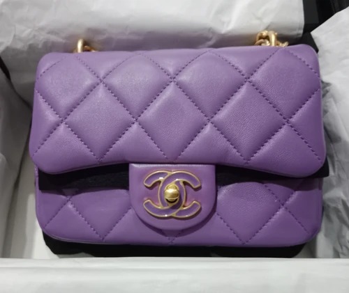 Chanel 22P Pending CC Lambskin Enamel Purple AGHW, Luxury, Bags & Wallets  on Carousell