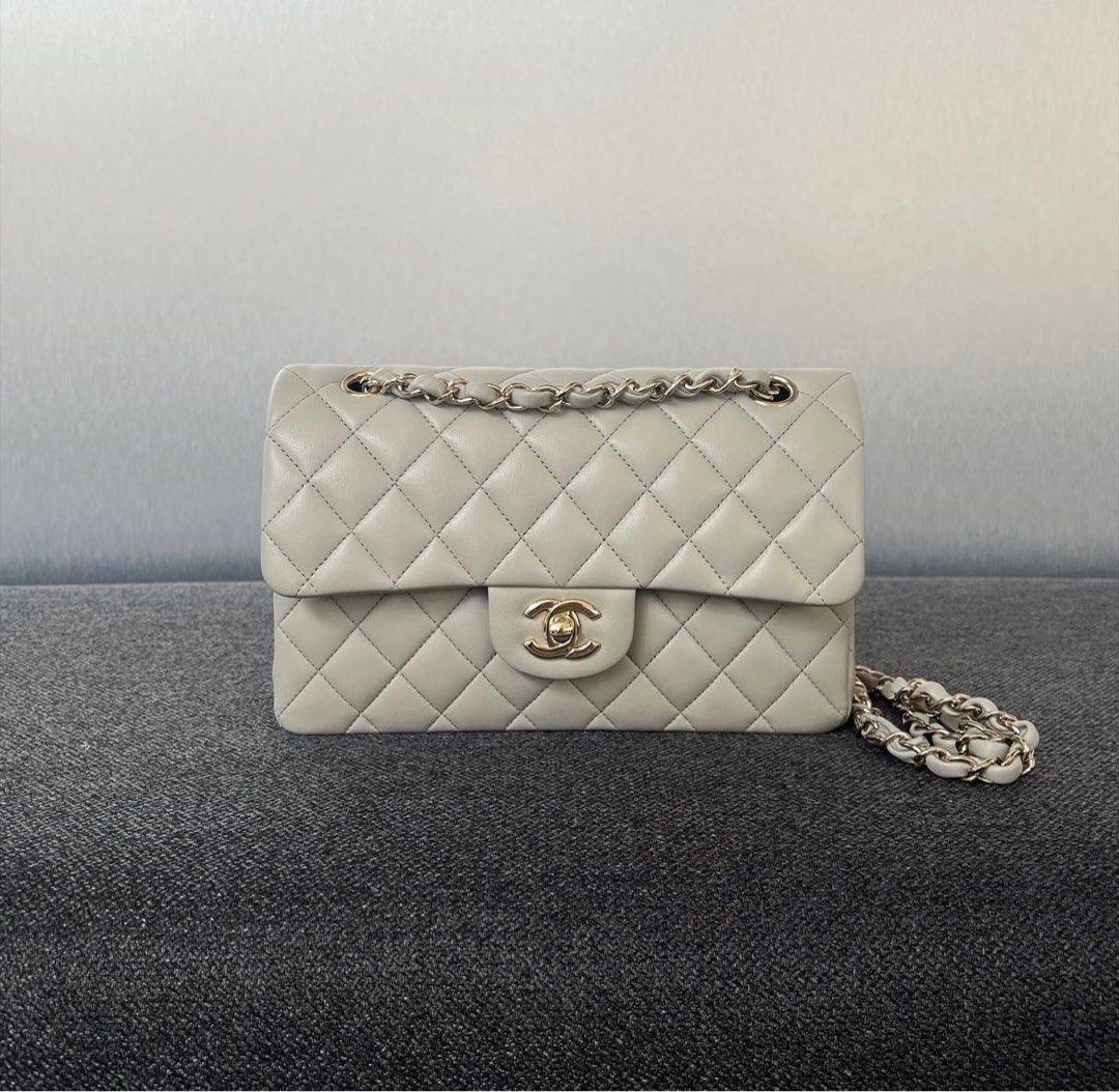 Chanel Classic Double Flap Small Lambskin 22C Grey / Lghw, Luxury, Bags &  Wallets on Carousell