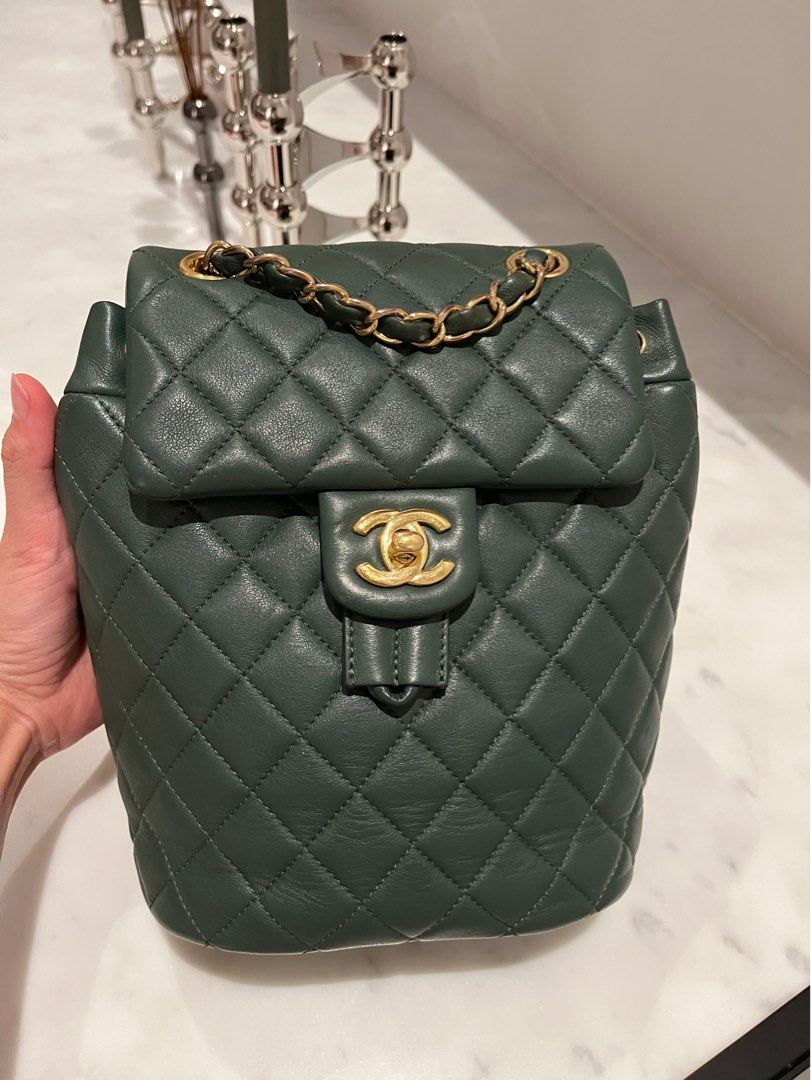 Chanel green backpack store