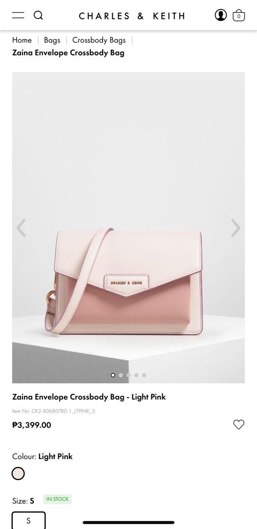 Light Pink Zaina Envelope Crossbody Bag, CHARLES & KEITH