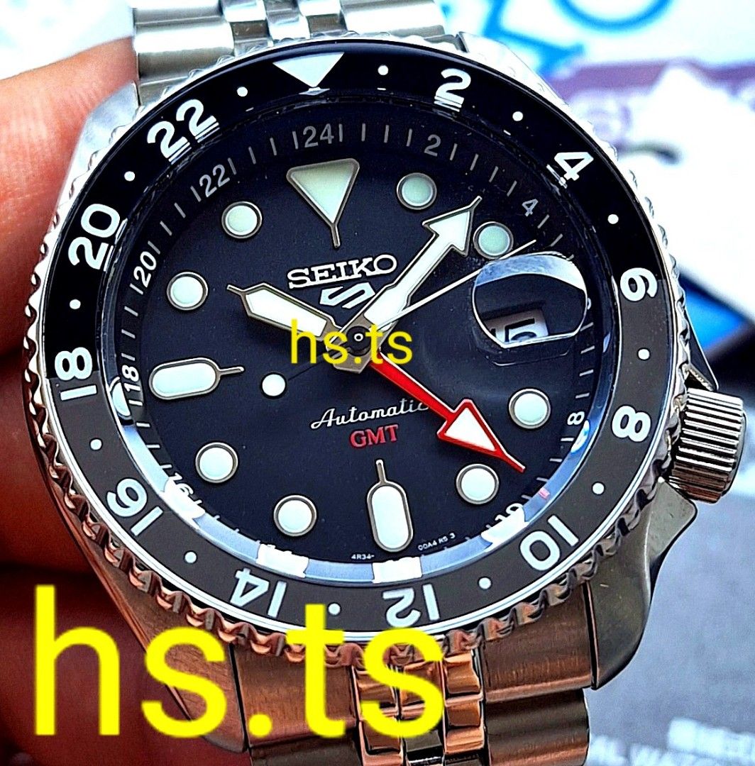Cheapest Seiko 5 GMT 5KX Black Grey Automatic Sports Watch SSK001k1