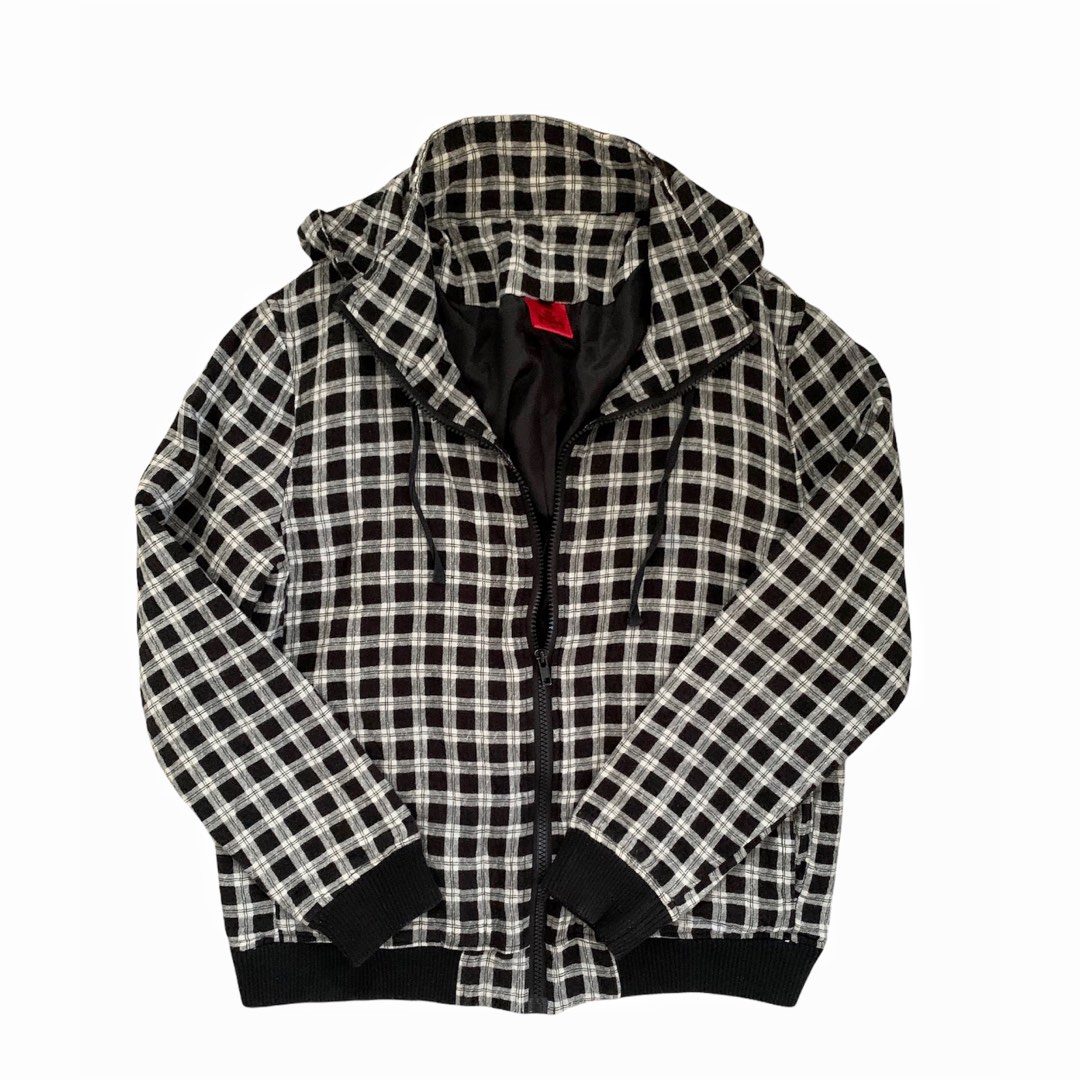 Checkered hoodie jacket discount