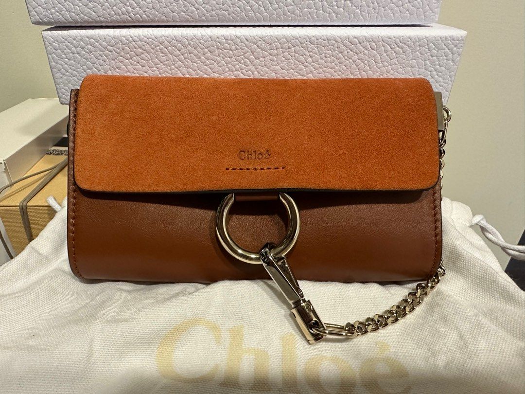 Chlo mini Faye wallet on strap woc tobacco