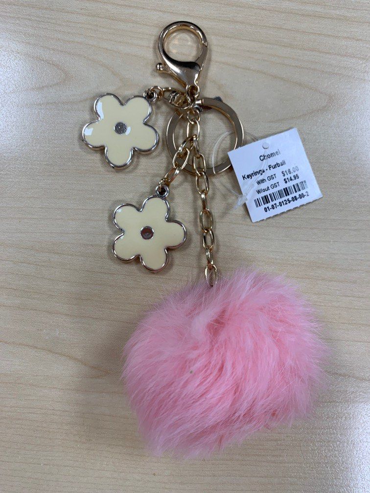 Real fur ball discount keychain