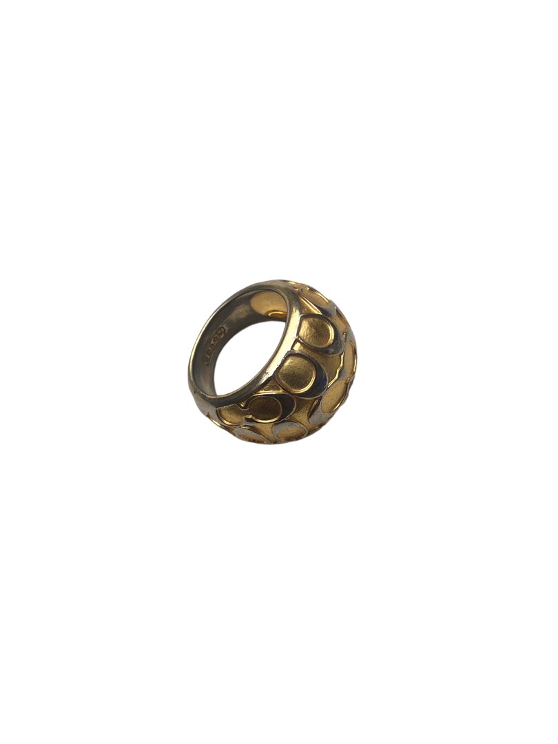?COACH Miranda Signature C Gold / White Dome Ring SZ 6, Luxury,  Accessories on Carousell