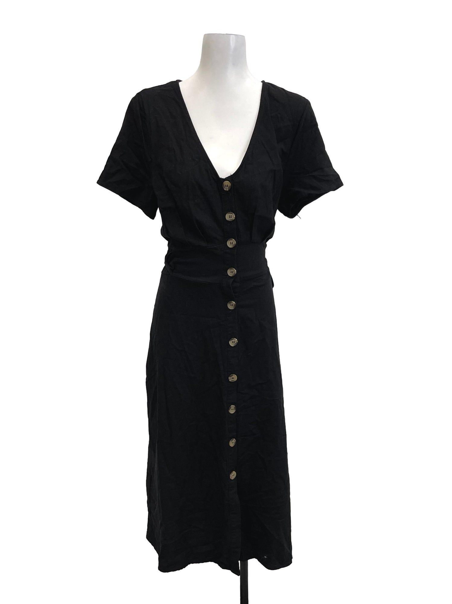 Cotton On Black V-neck Button Down Dress with Brown Buttons, Women's  Fashion, Dresses u0026 Sets, Dresses on Carousell