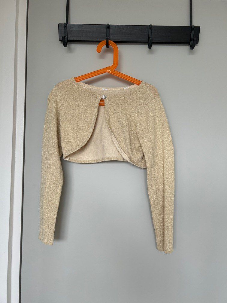 Crop girls gold cardigan