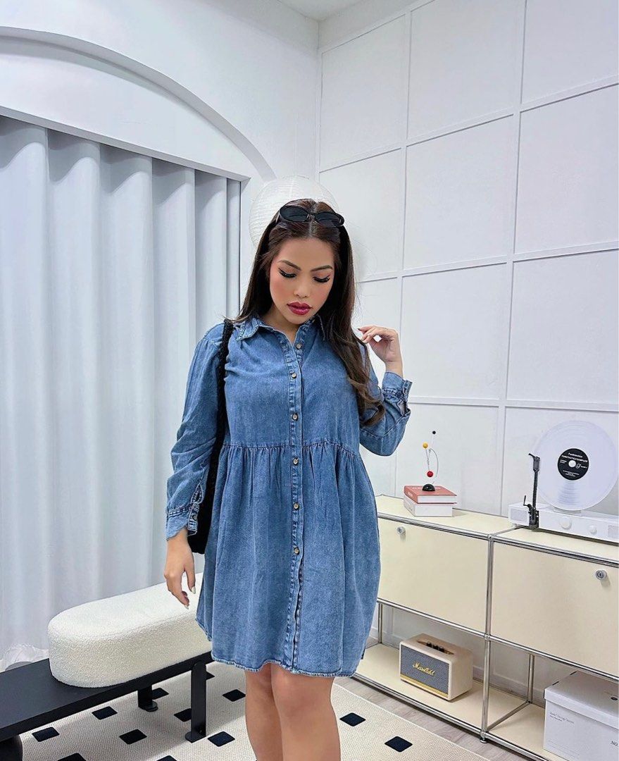 Jean button clearance down dress