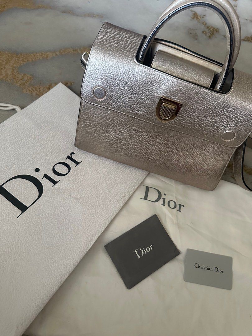 Dior Diorever Medium Crinkled Calf Silver / White