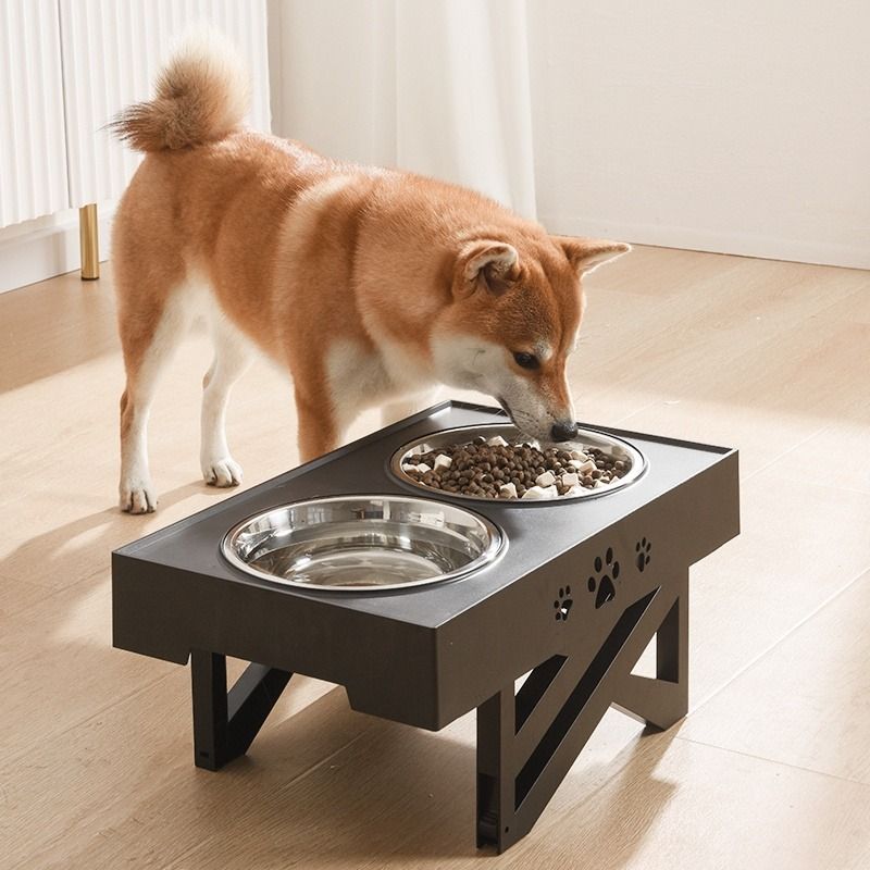 Elevated Dog Bowls Adjustable Raised Dog Bowl Stand Dog Feeding Station  Adjusts to 4 Heights for Small Medium Large Dogs and Pets 