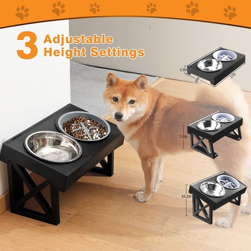 Elevated Dog Bowls for Cats Small Dogs - Mildew Proof Tilted Height  Adjustable Raised Dog Bowl Stand with 2 Bowls - Lifted Cat Food Dishes  Station for Kitties Puppies Feeding