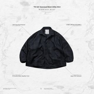 “FD-G4" Oversized Mesh Utility Shirt - Midnight Navy 1號全新