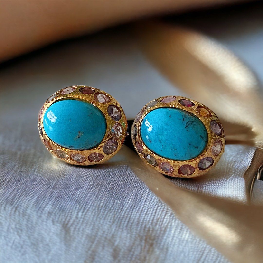Gold and turquoise earrings best sale