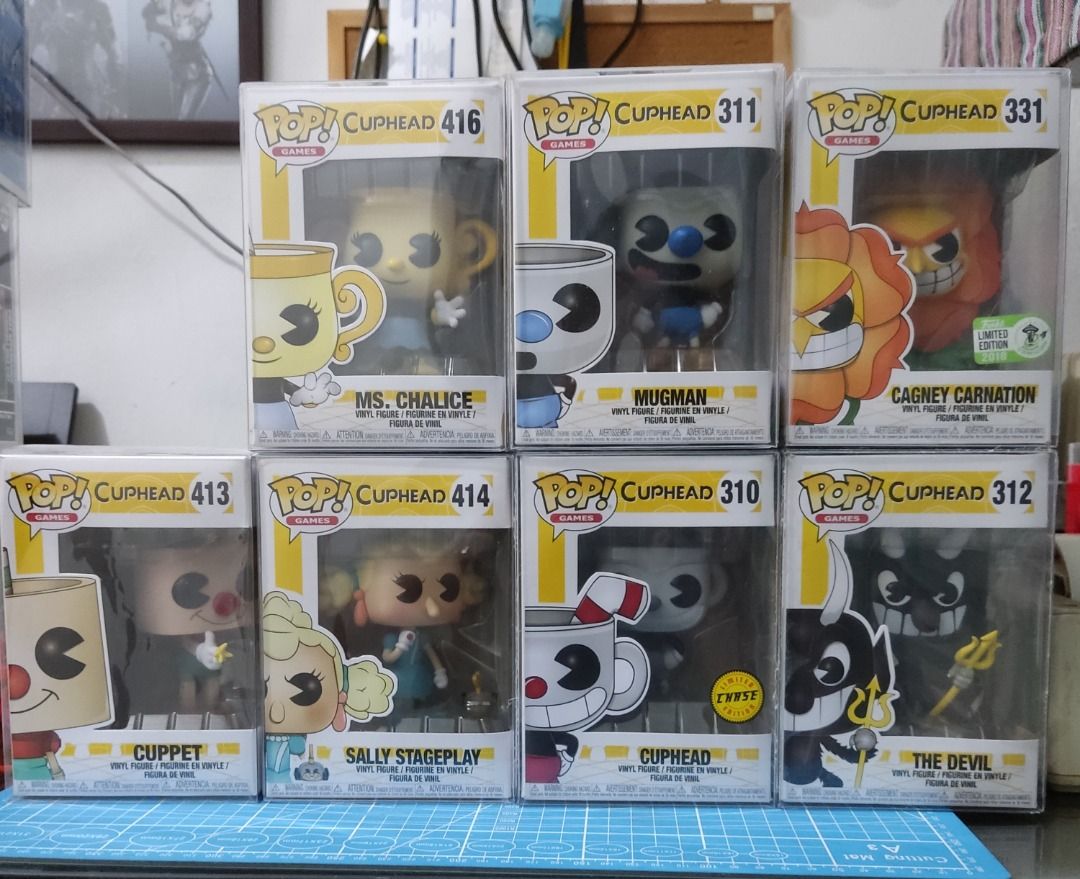 FUNKO POP - CUPHEAD (Category: Designer & Blind Box Toys) located in Manila. Submitted by lvlup_toys (Listing ID 1256246911, Image 1). Description: FUNKO POP FOR SALE PLEASE TAKE TIME TO READ THANKS! 🔵 FIRST TO PAY BASIS! 🔵 NO RESERVATION! 🔵 NO BREAKING OF SET ---------------------------- 🔵Cuppet #413 7/10 - warping sa window (check photos for the condition) 🔵Mrs. Chalice #416 9-10/10 🔵Sally Stageplay #414 9-10/10 🔵Mugman #311 9-10/10 🔵Cu