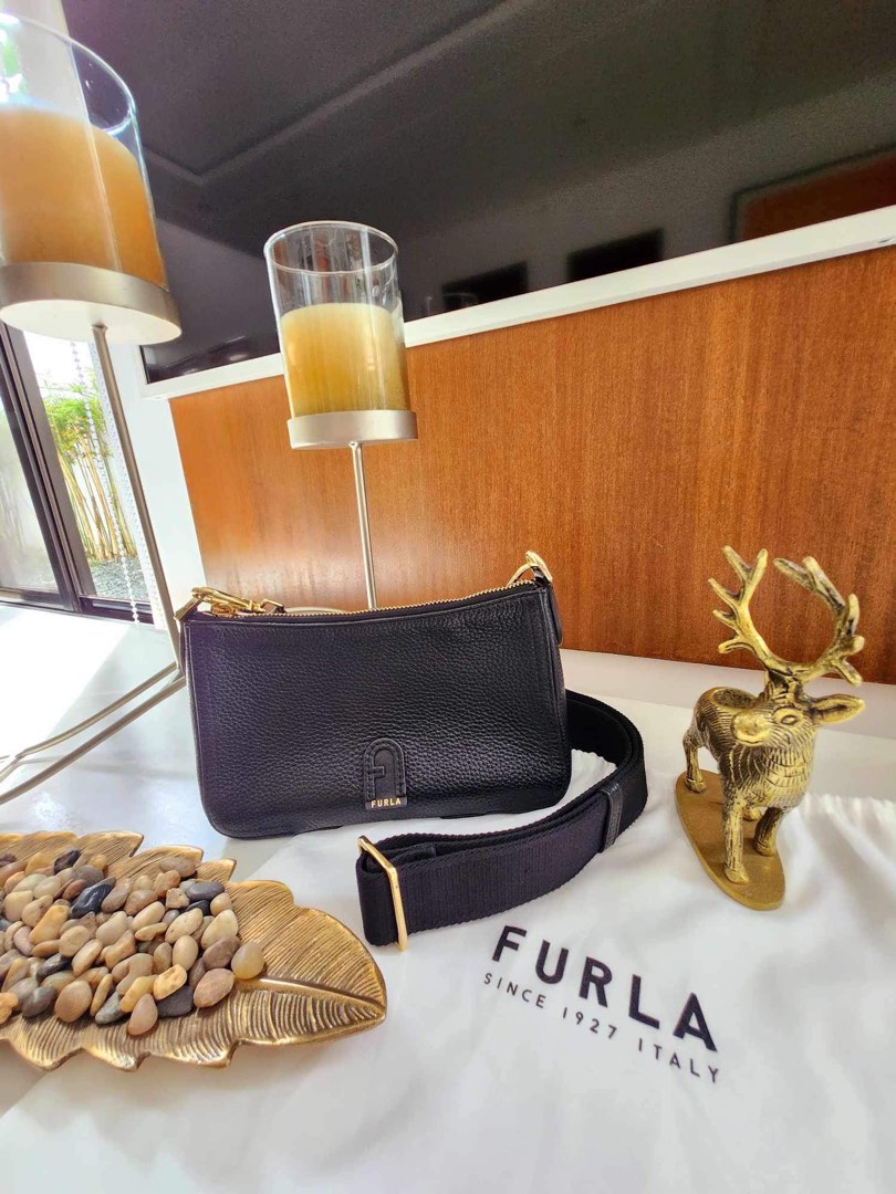 Furla Atena Leather Crossbody Bag in Black, Luxury, Bags & Wallets on