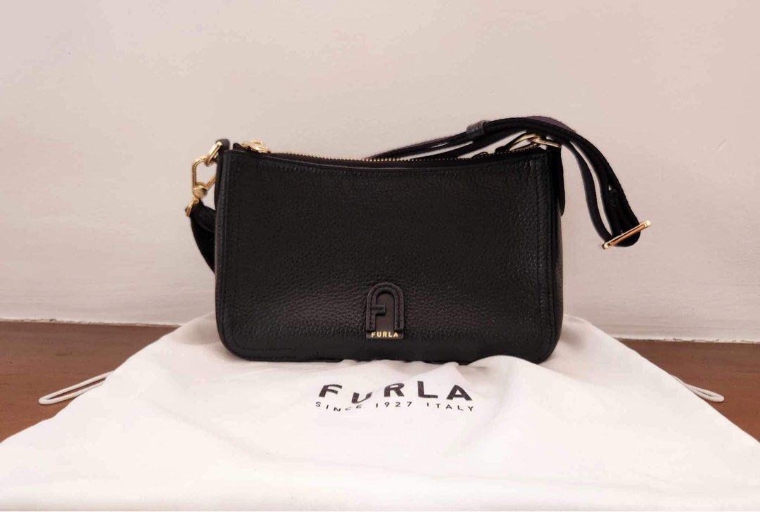 Furla Atena Leather Crossbody Bag in Black, Luxury, Bags & Wallets on