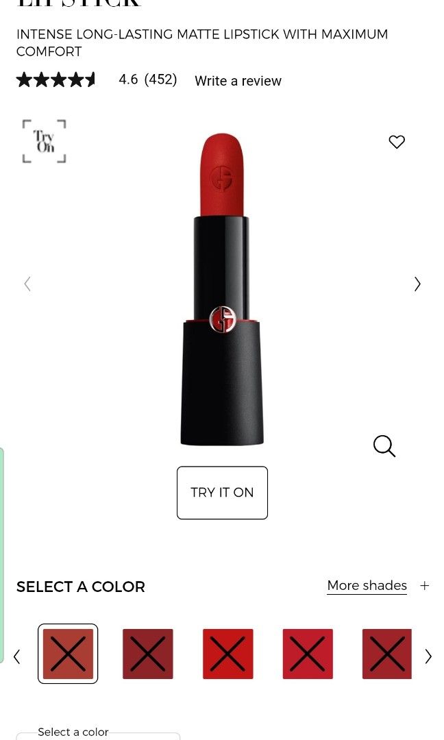 Armani rouge d clearance armani matte swatches