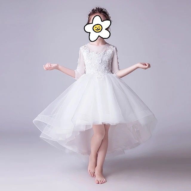 Girls white high low dress online