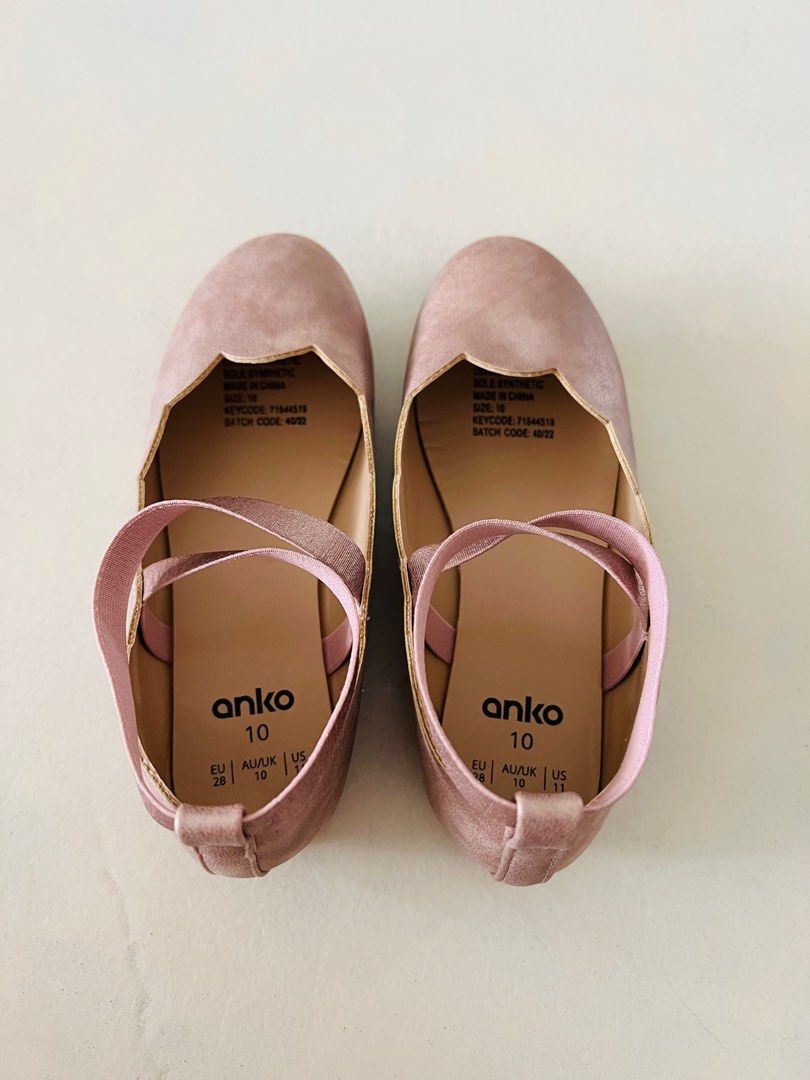 Girls rose gold pink ballet flats shoes size 10