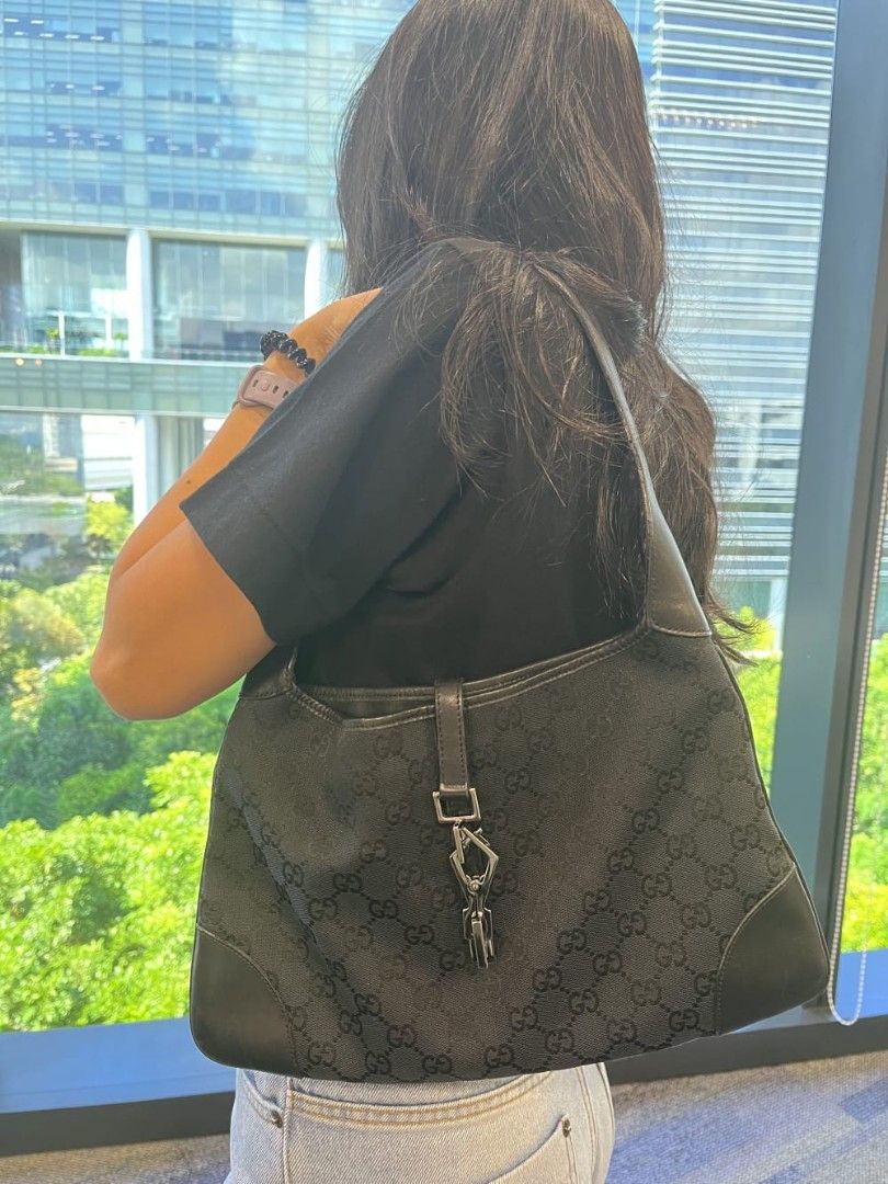 Gucci Jackie Cloth Shoulder Bag / Hobo Bag in Black 