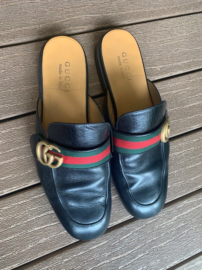 Gucci princetown leather discount slipper with double g