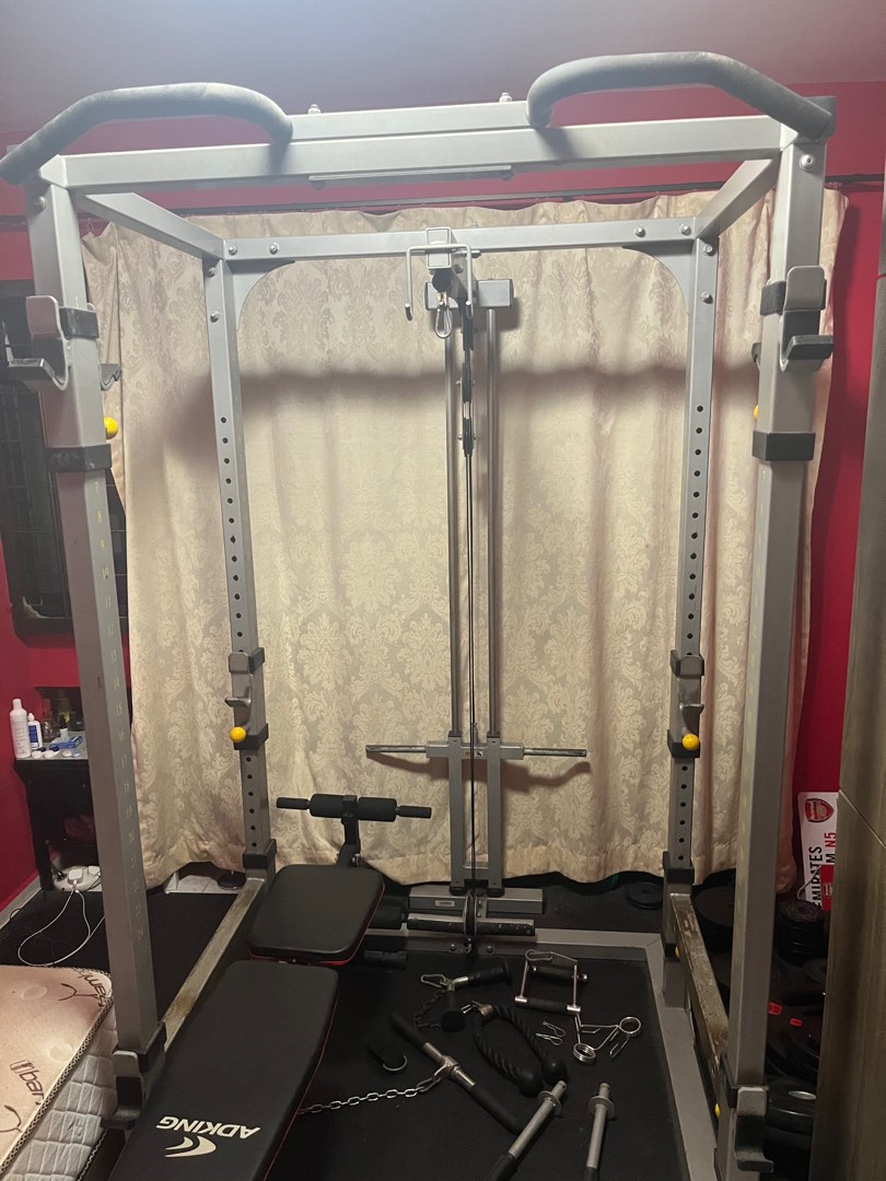gym full squat rack with weights and equipments, Sports Equipment